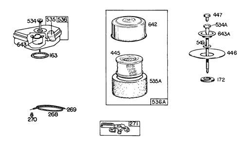 Air Cleaner Groups Diagram and Parts List for 110905-0357-XX  Briggs and Stratton Engine